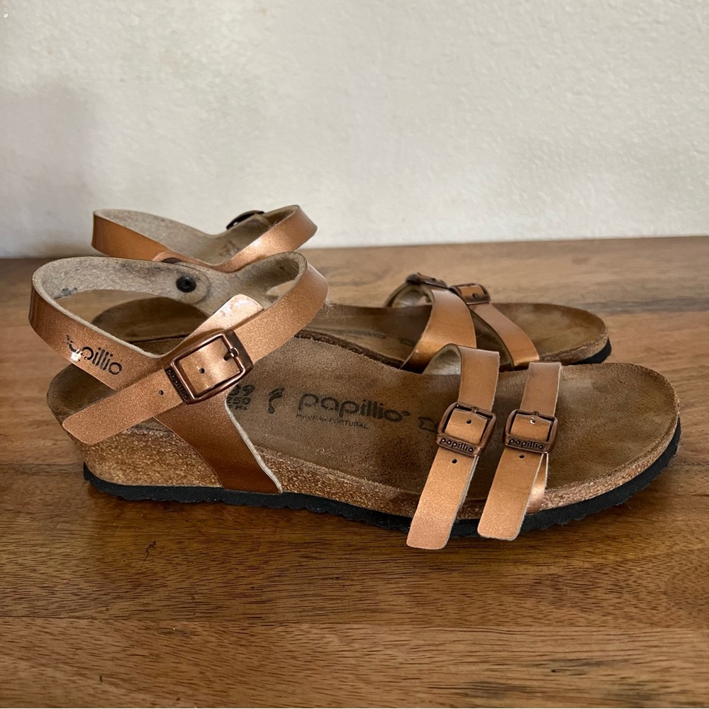 Birkenstock Papillio Metallic Copper Brown Strappy Sandals